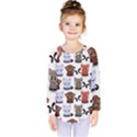 Seamless Pattern With Cute Little Kittens Various Color Kids  Long Sleeve Tee View1