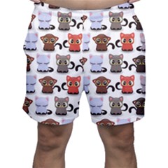 Seamless Pattern With Cute Little Kittens Various Color Men s Shorts by Simbadda