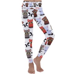 Seamless Pattern With Cute Little Kittens Various Color Kids  Lightweight Velour Classic Yoga Leggings by Simbadda