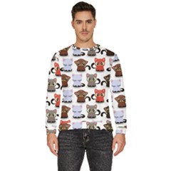 Seamless Pattern With Cute Little Kittens Various Color Men s Fleece Sweatshirt by Simbadda