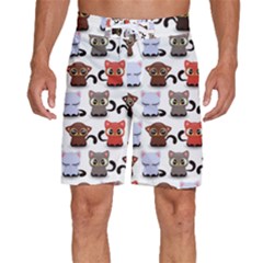 Seamless Pattern With Cute Little Kittens Various Color Men s Beach Shorts by Simbadda