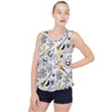 Funny Hand Drawn Halloween Pattern Bubble Hem Chiffon Tank Top View1