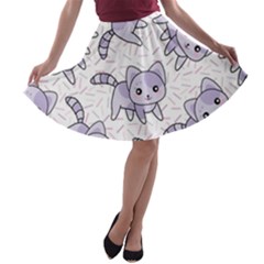 Cats Pattern Design A-line Skater Skirt by Simbadda