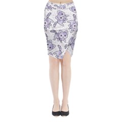 Cats Pattern Design Midi Wrap Pencil Skirt by Simbadda