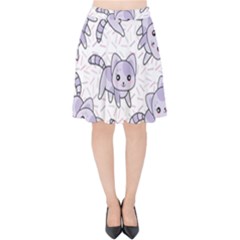 Cats Pattern Design Velvet High Waist Skirt by Simbadda