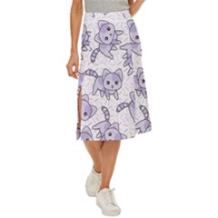 Cats Pattern Design Midi Panel Skirt by Simbadda