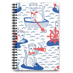 Nautical Cats Seamless Pattern 5 5  X 8 5  Notebook