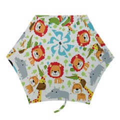 Seamless Pattern Vector With Animals Cartoon Mini Folding Umbrellas