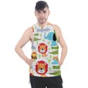 Seamless Pattern Vector With Animals Cartoon Men s Sleeveless Hoodie View1