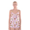 Cute Tiger Car Safari Seamless Pattern Boyleg Halter Swimsuit  View1