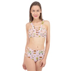 Cute Tiger Car Safari Seamless Pattern Cage Up Bikini Set by Simbadda