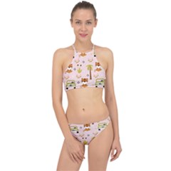 Cute Tiger Car Safari Seamless Pattern Halter Bikini Set by Simbadda