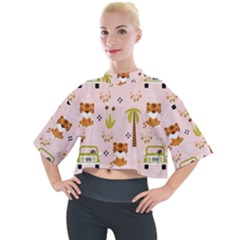 Cute Tiger Car Safari Seamless Pattern Mock Neck Tee by Simbadda