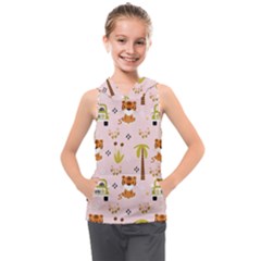 Cute Tiger Car Safari Seamless Pattern Kids  Sleeveless Hoodie by Simbadda