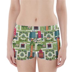 City Seamless Pattern Boyleg Bikini Wrap Bottoms by Simbadda