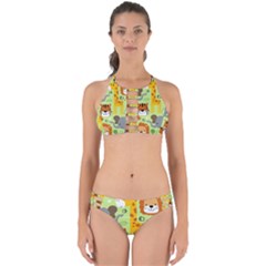 Seamless Pattern Vector With Animals Wildlife Cartoon Perfectly Cut Out Bikini Set by Simbadda