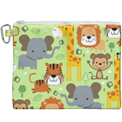 Seamless Pattern Vector With Animals Wildlife Cartoon Canvas Cosmetic Bag (xxxl) by Simbadda