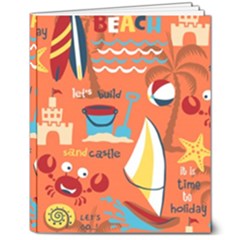 Seamless Pattern Vector Beach Holiday Theme Set 8  X 10  Softcover Notebook by Simbadda