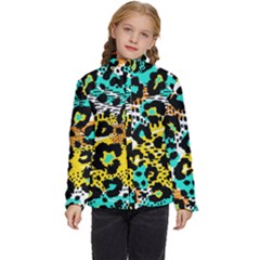 Seamless Leopard Wild Pattern Animal Print Kids  Puffer Bubble Jacket Coat by Simbadda