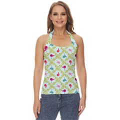 Birds Pattern Background Basic Halter Top by Simbadda