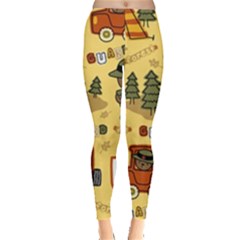 Seamless Pattern Funny Ranger Cartoon Everyday Leggings  by Simbadda