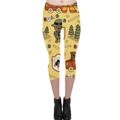 Seamless Pattern Funny Ranger Cartoon Capri Leggings  by Simbadda