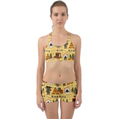 Seamless Pattern Funny Ranger Cartoon Back Web Gym Set