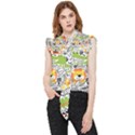 Seamless Pattern With Wildlife Cartoon Frill Detail Shirt View1