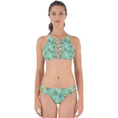 Lovely Peacock Feather Pattern With Flat Design Perfectly Cut Out Bikini Set by Simbadda