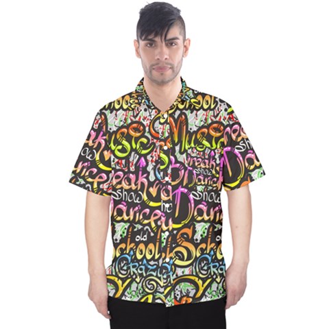 Graffiti Word Seamless Pattern Men s Hawaii Shirt by Simbadda