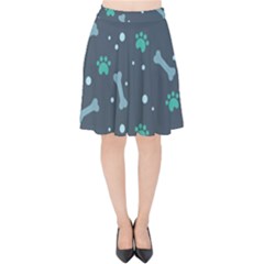 Bons Foot Prints Pattern Background Velvet High Waist Skirt