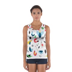 Vector Set Isolates With Cute Bird Scandinavian Style Sport Tank Top  by Simbadda