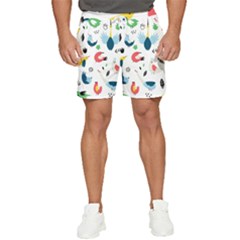 Vector Set Isolates With Cute Bird Scandinavian Style Men s Runner Shorts by Simbadda