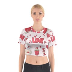 Hand Drawn Valentines Day Element Collection Cotton Crop Top by Simbadda