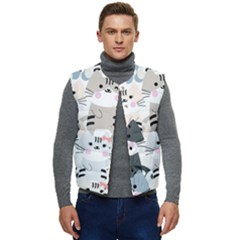 Cute Cat Couple Seamless Pattern Cartoon Men s Button Up Puffer Vest	 by Simbadda