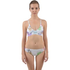 Cartoon-bird-cute-doodle-bird Wrap Around Bikini Set by Simbadda