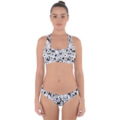 Seamless-pattern-with-black-white-doodle-dogs Cross Back Hipster Bikini Set