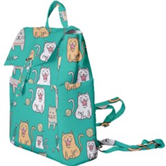 Seamless-pattern-cute-cat-cartoon-with-hand-drawn-style Buckle Everyday Backpack by Simbadda