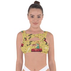 Childish-seamless-pattern-with-dino-driver Bandaged Up Bikini Top by Simbadda