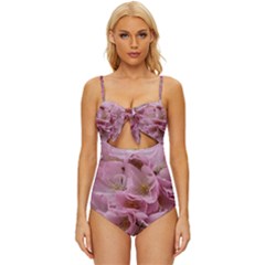 Cherry-blossoms Knot Front One-piece Swimsuit