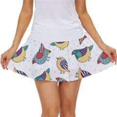 Seamless-pattern-with-hand-drawn-bird-black Women s Skort by Simbadda