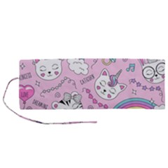 Beautiful-cute-animals-pattern-pink Roll Up Canvas Pencil Holder (m)