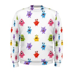 Seamless-pattern-cute-funny-monster-cartoon-isolated-white-background Men s Sweatshirt