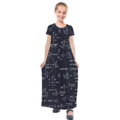 Mathematical-seamless-pattern-with-geometric-shapes-formulas Kids  Short Sleeve Maxi Dress by Simbadda