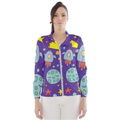 Card-with-lovely-planets Women s Windbreaker