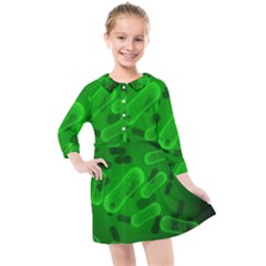 Green-rod-shaped-bacteria Kids  Quarter Sleeve Shirt Dress