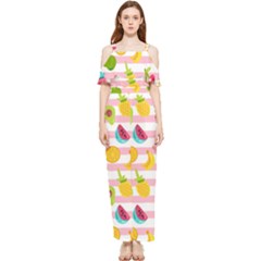 Tropical-fruits-berries-seamless-pattern Draped Sleeveless Chiffon Jumpsuit