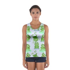 Cute-green-frogs-seamless-pattern Sport Tank Top 