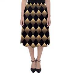 Golden-chess-board-background Classic Midi Skirt by Simbadda