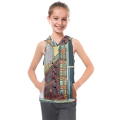 Building Urban Architecture Tower Kids  Sleeveless Hoodie by Grandong